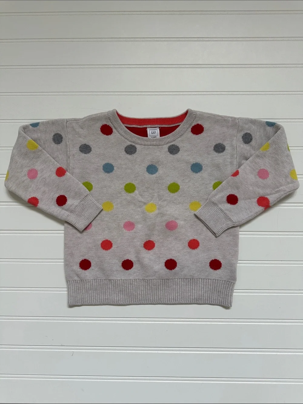 Gap Gray Polka Dot Sweater & Pink Pajama Pants Girls 4T